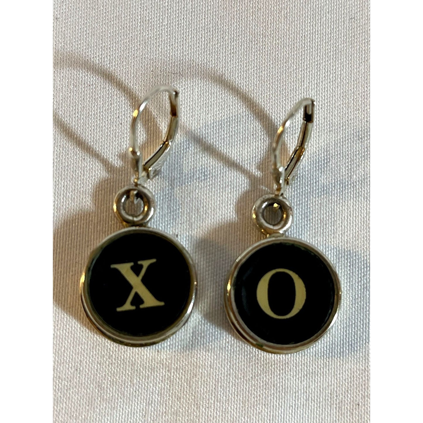 Typewriter Key XO 925 Silver-Plated Leverback Earrings